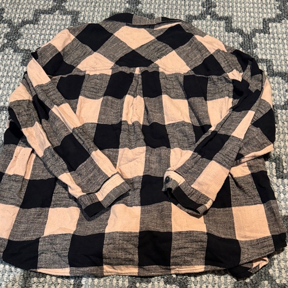 Maurices Black and Pink Plaid Button Down Shirt - Picture 3 of 3